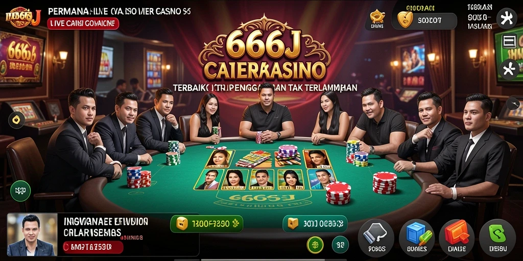 Screenshot gameplay 666J menampilkan dealer langsung dan suasana kasino yang mengasyikkan.