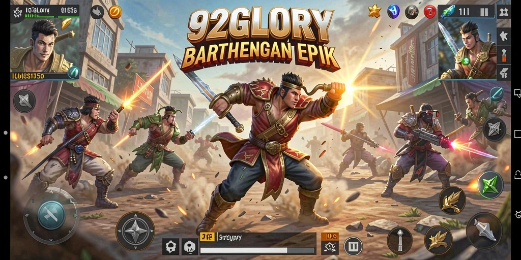 Tampilan gameplay seru dan mendebarkan di 92GLORY Battle Royale.