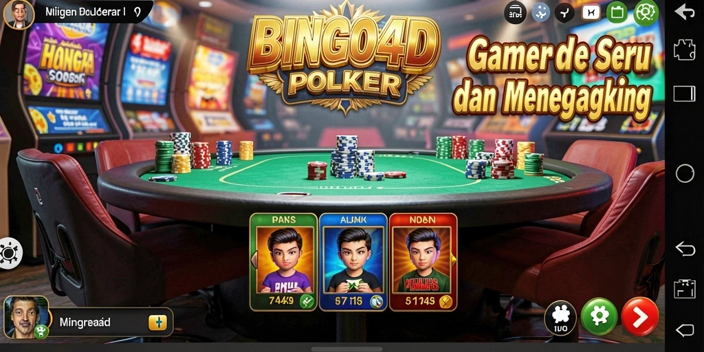 Screenshot utama BINGO4D menampilkan gameplay Poker yang dinamis.