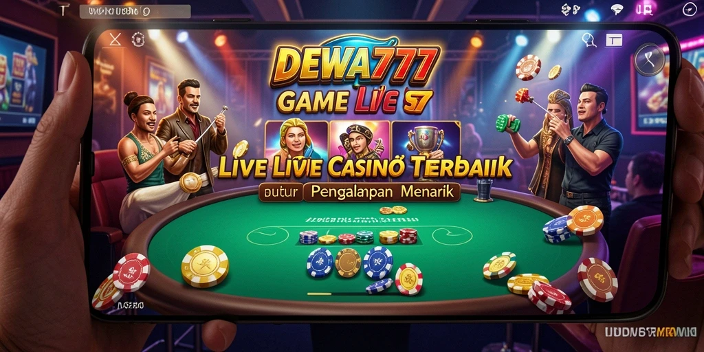 Tampilan antarmuka DEWA777 yang menarik dengan dealer langsung dalam permainan Live Casino.