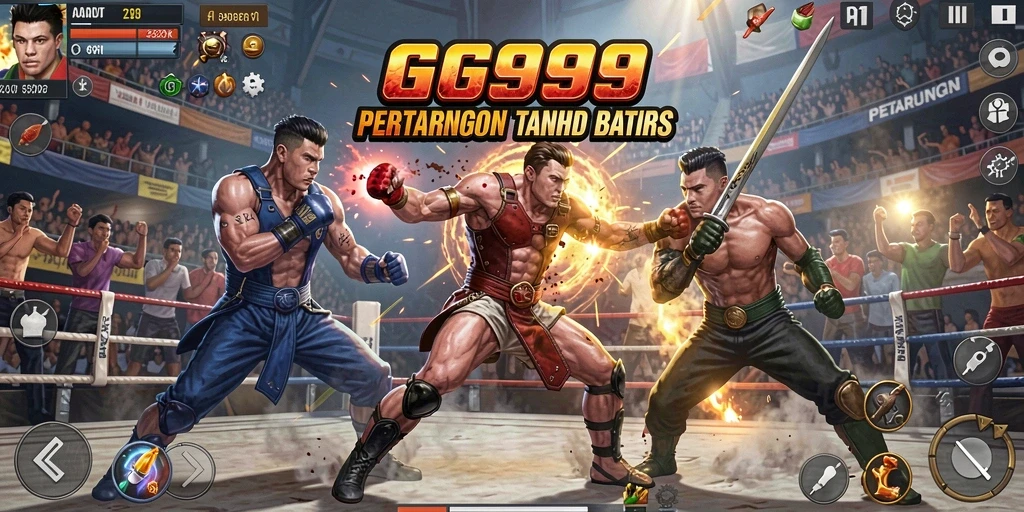 Tampilan aksi intens dari gameplay GG999 yang seru.