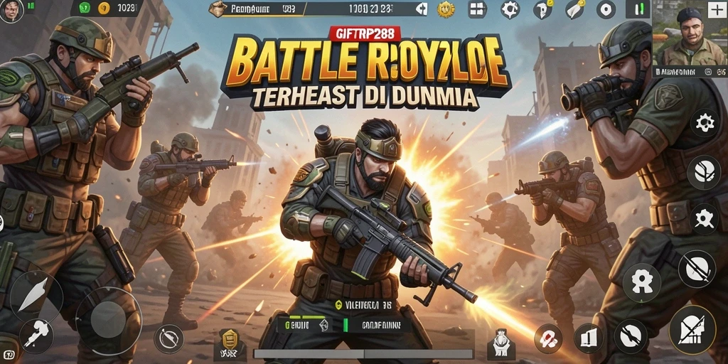 Tampilan gameplay epik dalam GIFTRP288 Battle Royale.