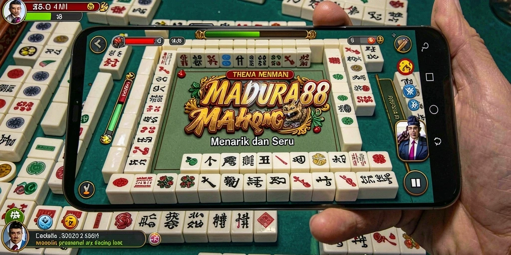 Tampilan gameplay seru dari MADURA88 yang menampilkan ubin Mahjong.