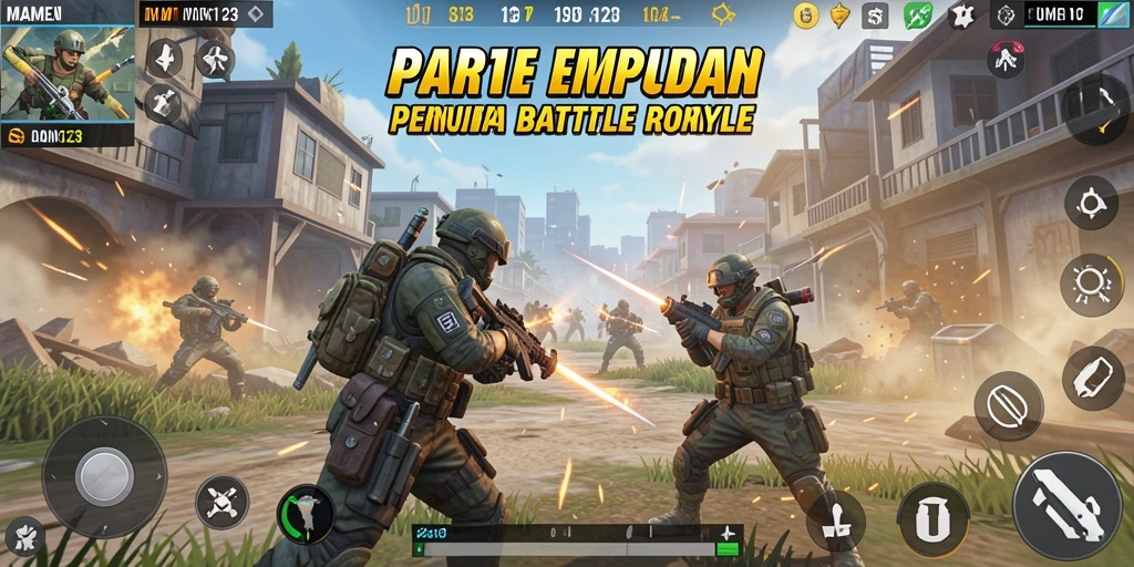 Screenshot gameplay MAMEN123 menunjukkan aksi seru Battle Royale.