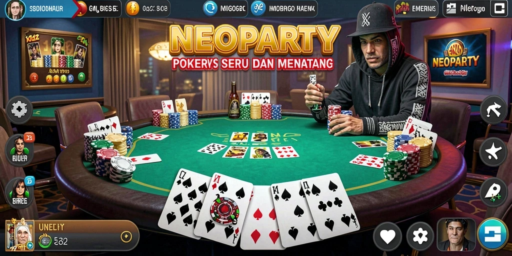 Tampilan menarik dari gameplay Poker di NEOPARTY.