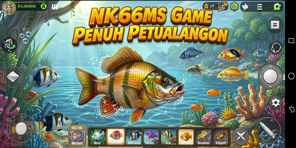 Screenshot gameplay NK666 yang menampilkan momen menangkap ikan.