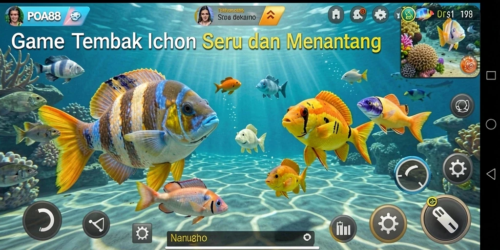 Tampilan gameplay menarik dari POA88 saat menembak ikan.