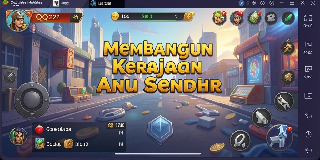 Tangkapan layar gameplay QQ222 menampilkan aksi membangun bisnis.