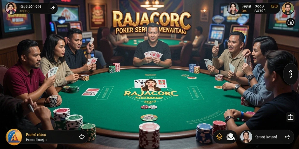 Screenshot gameplay RAJACORC menampilkan aksi seru permainan Poker.