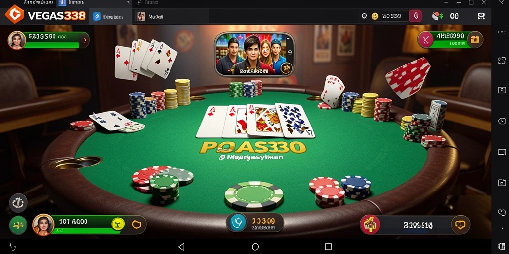 Tampilan gameplay seru Poker di VEGAS338.