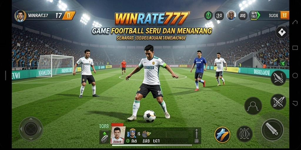 Tampilan gameplay menarik dari <strong>WINRATE777</strong> saat pertandingan sepak bola berlangsung.